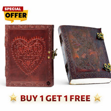Handmade Leather Journal 6x8" Diary Notebook   Double Lock, 200 Unlined Pages