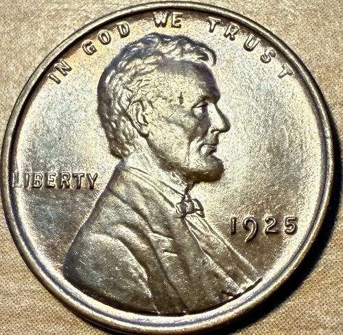 1925 P Lincoln Wheat Penny AU RB Beauty - T123