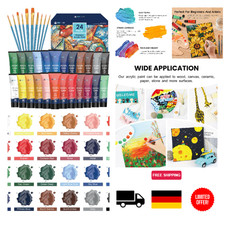 INK LAB Acrylfarben Set 24 x 36 ml, 10 Pinsel, Hoch