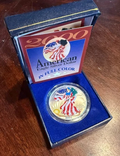 2000 American Eagle Walking Liberty Colorized 1 Oz Fine Silver One Dollar.