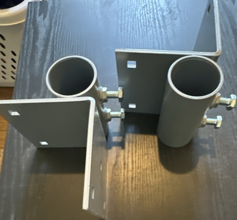 Steel Round Mounting Brackets Gray Finish 4 Holes per Leaf Set of 2