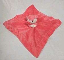 Carter's Salmon Pink FOX Plush Satin Rattle Security Baby Blanket Lovey 2015