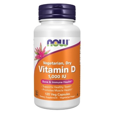 Vegetarisch, Trockenes Vitamin D 1000 IE 120 vegetarische Kapseln Now Foods