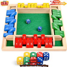Wooden Dice Board Game Shut The Box for 4 Players Flaps  Dices Game Parent-chi