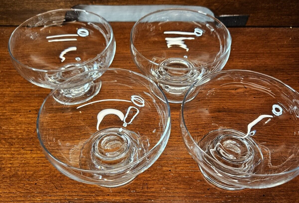 Vintage Set of 4 Stemmed Glass Dessert Bowls Ice Cream Dishes eBay