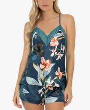 Linea Donatella Women S Floral Satin Cami Shorts Lingerie 2PC Set, Size Small