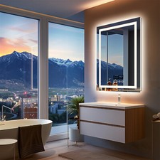 32/36 In LED Bathroom Mirror with Bluetooth Speaker Frontlit and Backlit Mirror