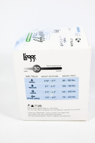 L'eggs Control Top Sheer Energy JET BLACK Wicking Medium Support Tight Q+2 Paar - Bild 8 von 8