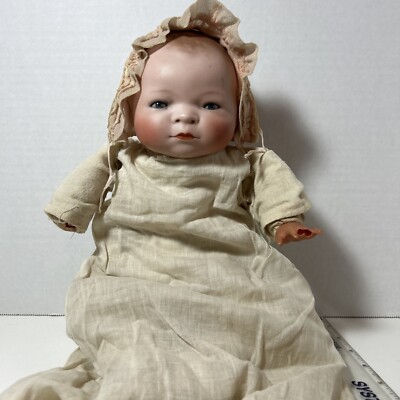 Antique Grace S. Putnam Bye-Lo 14'' Bisque Head Doll Blue Sleep Eyes Germany.