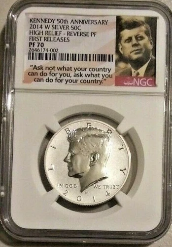 2014 W  Silver Kennedy 50th Anniv. Reverse Proof **FIRST RELEASE ** PF 70 !!!
