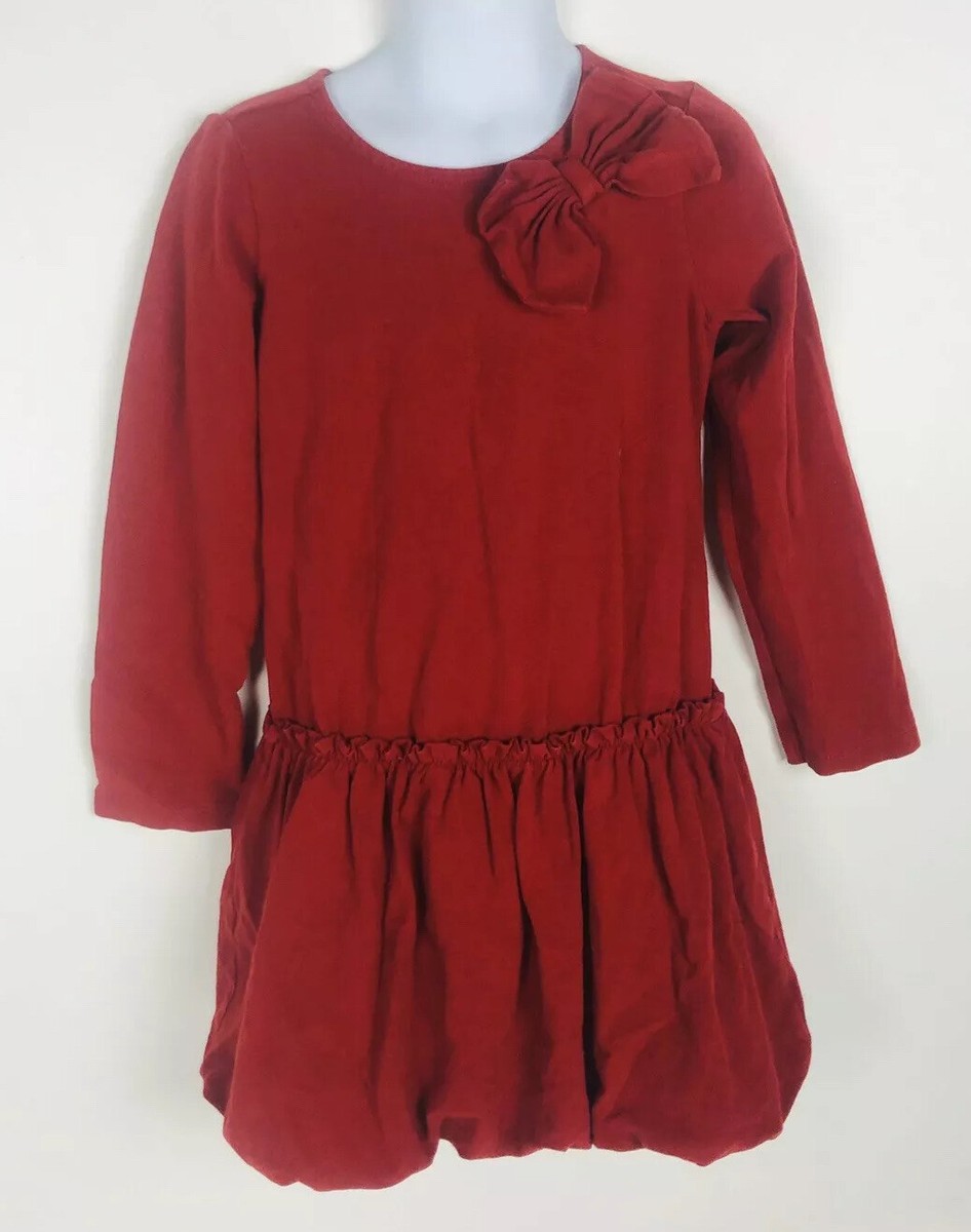 Janie And Jack Victorian Holiday Knit Bubble Red Bow Dress Girl 4 4T | eBay