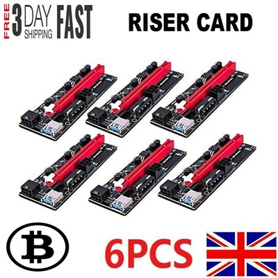 6 STCK. VER009S PCI-E Riserkarte PCIe 1x bis 16x USB 3.0 Datenkabel Bitcoin Mining