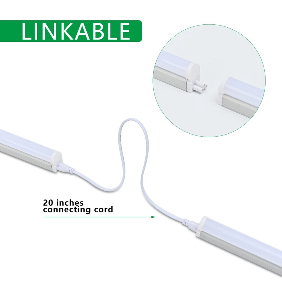 12 Pack LED T5 Integrated Single Fixture 4FT 20W LED Shop Ceiling Under Lights - Image 4 of 4
