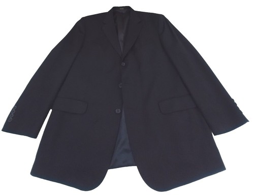 Stafford 46R Black Blazer Jacket Wool 3 Button