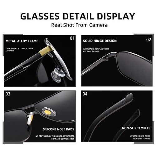 Polarized Sunglasses Aviators Pilot Polarised Sun Glasses Black Gold Mens UV400 - Picture 7 of 17