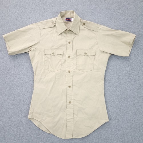 vtg Big Mac Button Up Work Shirt Medium Short Sleeve Solid Khaki Mens