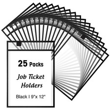 25 Pcs Job Ticket Holders 9 x 12'' Dry Erase Document Holder Shop Ticket Hold...