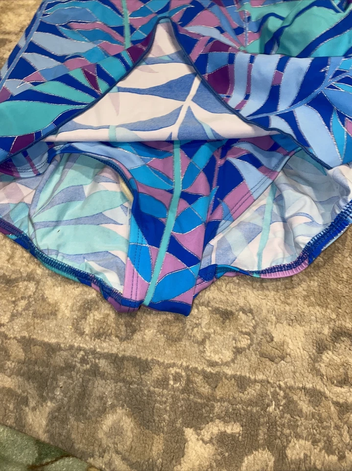 Nuevo traje de baño de una pieza para mujer Roseanne azul púrpura faja, EE. UU. 12/36D Foto 3 de 4