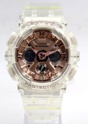 New Casio G-SHOCK Clear Analog-Digital Rose Gold Watch 45mm GMAS110SR-7A $140