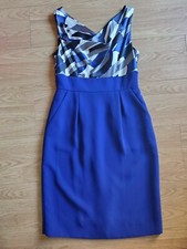 Tahari Royal Blue Shift Dress w/ Abstract Design - Size 4