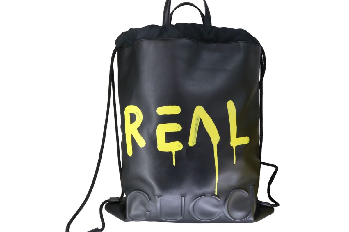 Gucci Ghost Drawstring Backpack Leather Gucci Ghost Drawstring Backpack Leather