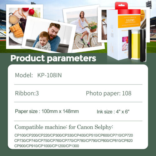 Fits Canon Selphy CP800 CP900 KP-108IN 3115B001 Color Ink Toners 4"x6" Paper Set - Picture 10 of 12