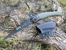 BAHCO LapLander Folding Saw CUSTOM KYDEX SHEATH & Polymer Belt Clip (Blk)
