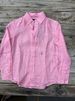 Polo Ralph Lauren Jungen Hemd 7 Jahre Rosa Pony 100% Leinen