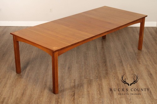 Stickley Mission Collection Oak Harvey Ellis Extendable Dining Table With Inlay - Picture 3 of 18