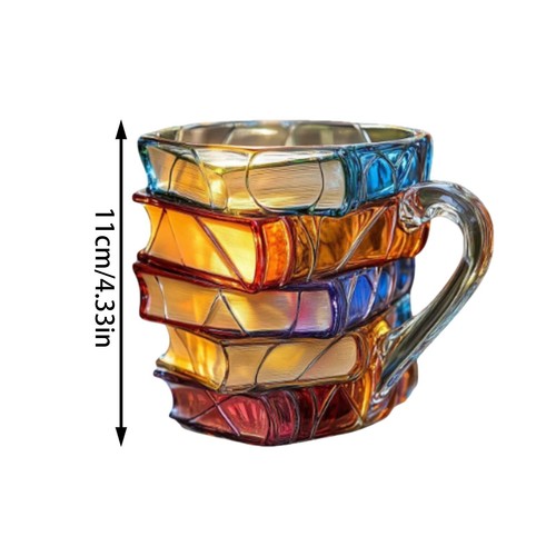 Tazza da caffè letteraria retrò dipinta a mano forma di libro per amante della lettura - Foto 3 di 8