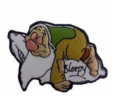 DISNEY'S Snow White Sleepy Dwarf Embroidered Sewn/Iron On Patch 2 3/4"