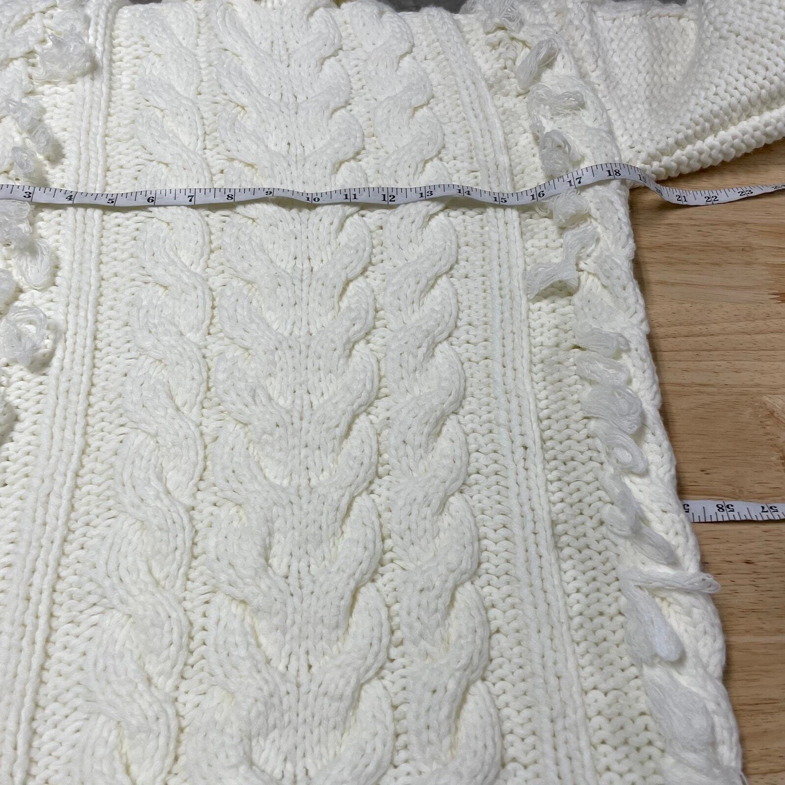 OFF WHITE Abito maglione midi bianco Farm Rio nuovo con etichette bianco sporco taglia XS maglia grossa cavo frange