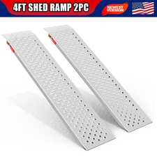 4FT Aluminum Shed Ramp 2PC Long Loading Ramp for Riding Mower,Lightweight Sturdy