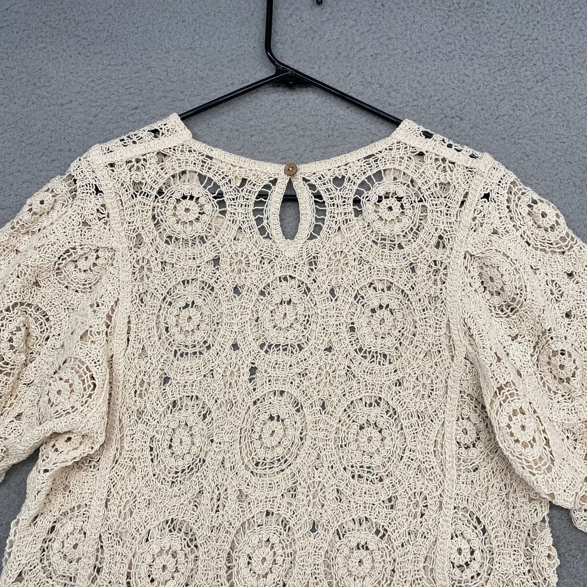 ORGUE Cut gather tops【White】 Solitaire Crochet Top Womens Large Cropped Beachy Doily Lace