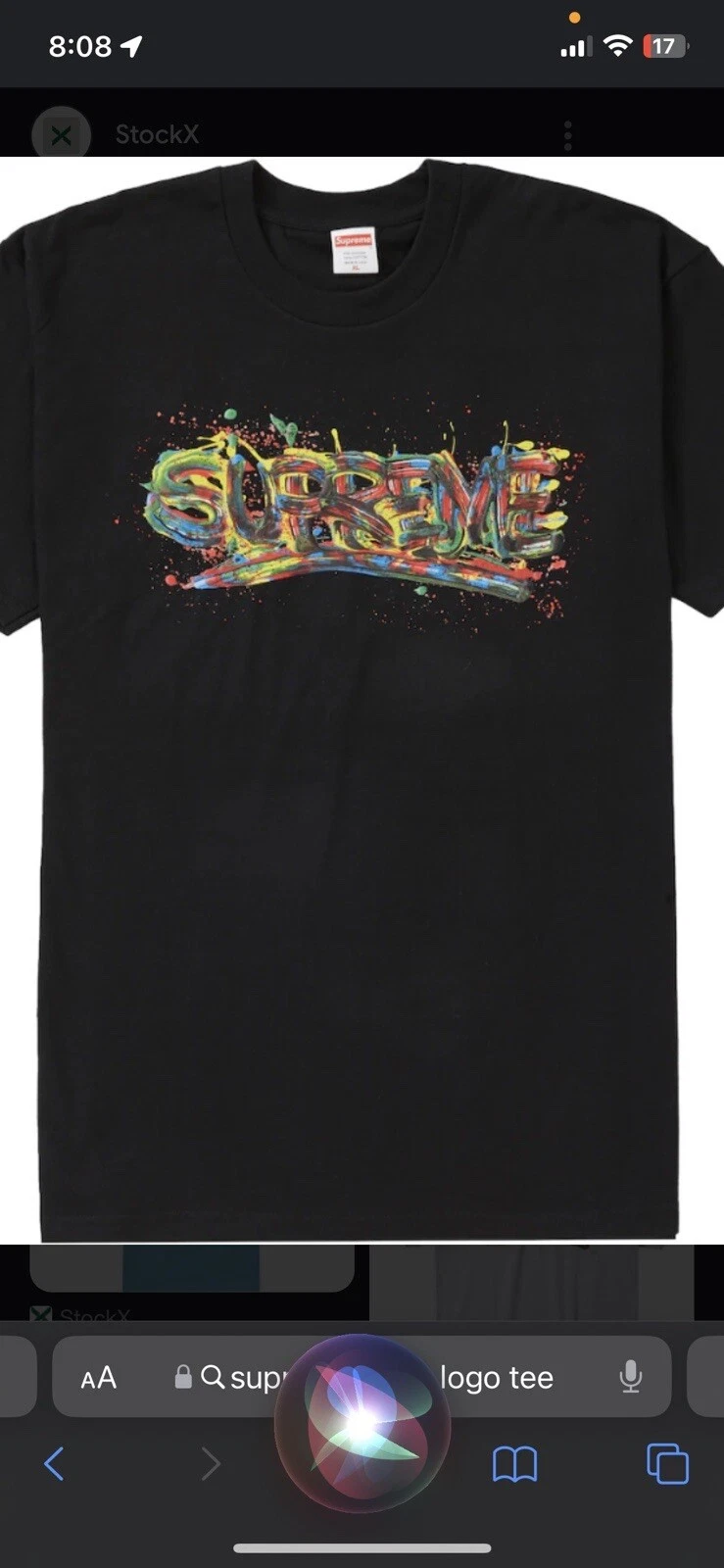 T shirt noir peinture logo Supreme SS20 taille moyenne