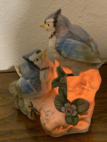 Vintage I. W. Rice & Co Portable Lamp Bird Night Light Japan White Porcelain