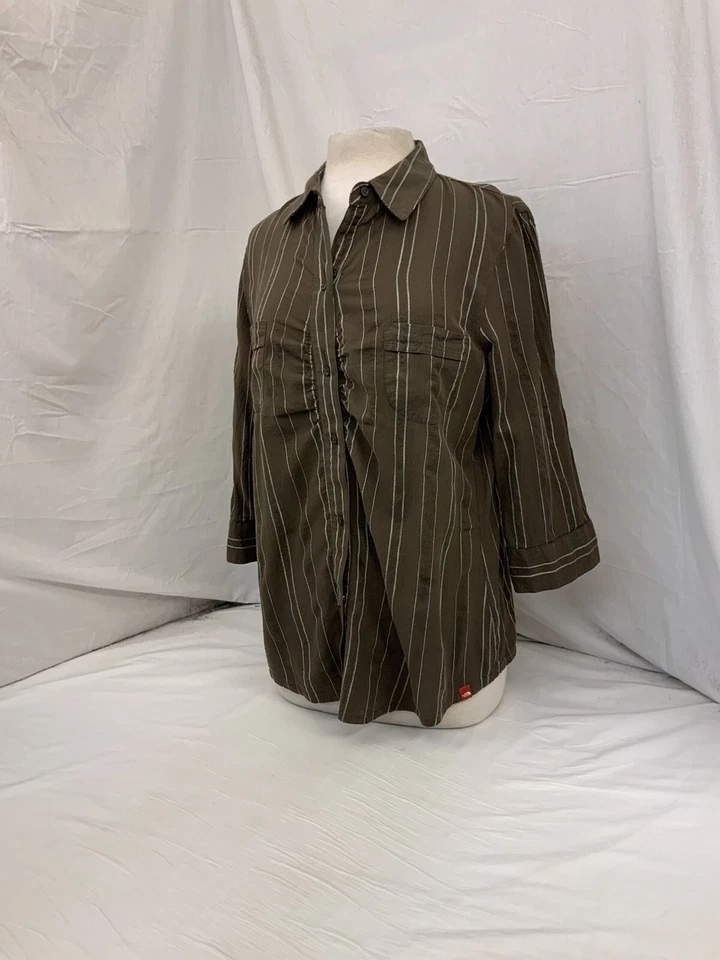 Camisa The North Face XL Marrón Rayas Abotonada 100% Algodón YGI Y1-500 Foto 4 de 4