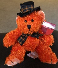 Russ Berrie Orange HOCUS HALLOWEEN WITCH BEARS SPARKLING PLUSH New