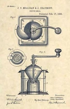Antique Vintage Coffee Mill US Patent Art Print - Official 1885 Original - 417