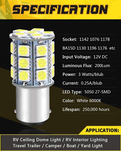 For Freightliner Cascadia 2008-2017 1156 Interior LED Sleeper Cab Bulbs 6000K 2X - Picture 6 of 10