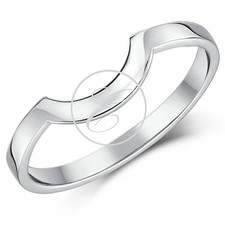9ct White Gold Ring Curved Wishbone Wedding Ring Band