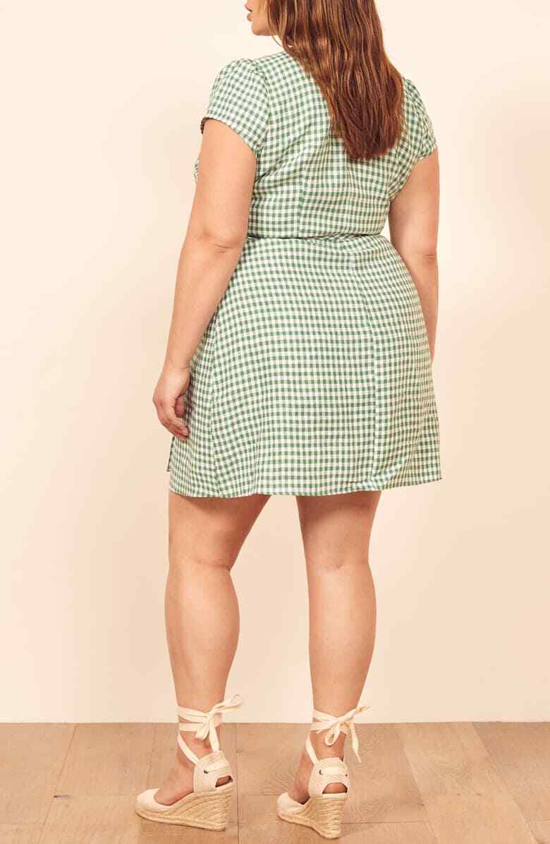 REFORMATION Green White Gingham V-Neck Linen Wrap Tie Waist Dress 3X = 18W 20W | eBay REFORMATION Green White Gingham V-Neck Linen Wrap Tie Waist Dress 3X = 18W 20W | eBay