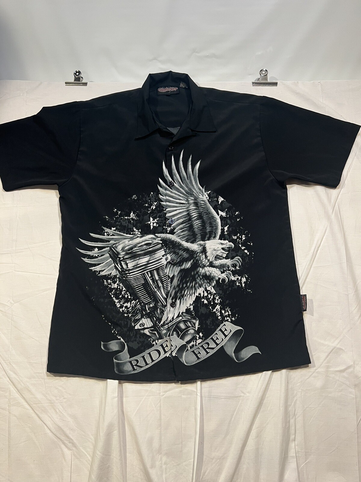 Bald Eagle Button Down Shirt Men Large Motorcycle… - image 1
