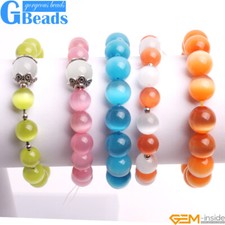 Multicolor Cat Eye Beads Stretch Bracelet - Choose 4mm 6mm 8mm 10mm 12mm Handmad
