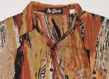 VTG 1980s ALAN STUART PULLOVER SHIRT RAYON BUTTON NECK ELASTIC WAIST USA XL