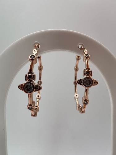 Vivienne Westwood Felicia Hoop Earrings In Rose Gold With Gift Packaging - Picture 9 of 12