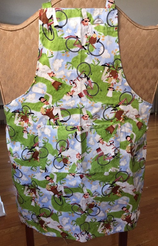 Now Designs Cotton Chef's Kitchen Apron, Whimsical Chef On A Bike Theme New