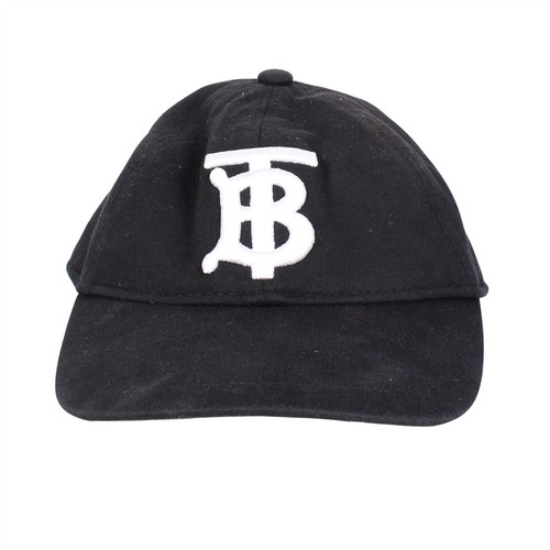 BURBERRY Black Cotton Baseball Cap Hat 