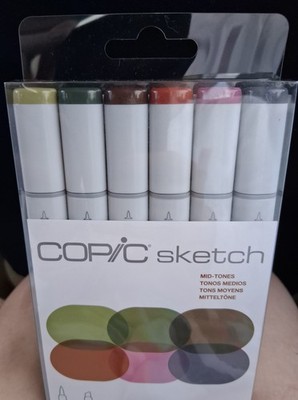 Copic Sketch Mid-Tones Refillable Alcohol Ink Markers Set YG53 G85 E59 E19