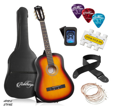 Ashthorpe 38'' Beginner Acoustic Guitar Kit Sunburst w/ Gig Bag